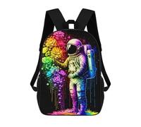 sinyumoney Sac À Dos Imprimé En 3D Astronaut with Rainbow Flowers Sacs D'école Pour Enfants, Sacs À Dos Grande Capacité Pour Les Voyages, Sacs À Livres Tendance, Sac À Dos Garçon Fille 17inch