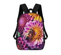 sinyumoney Sac À Dos Imprimé En 3D Bee on Vibrant Flower Sacs D'école Pour Enfants, Sacs À Dos Grande Capacité Pour Les Voyages, Sacs À Livres Tendance, Sac À Dos Garçon Fille 17inch