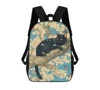 sinyumoney Sac À Dos Imprimé En 3D Black Cat Sakura Tree Sacs D'école Pour Enfants, Sacs À Livres, Sac À Dos De Voyage Léger, Sac D'école Pour Garçons Et Filles, Élèves Du Collège 17inch