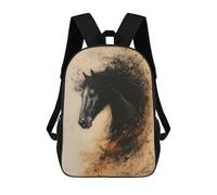 sinyumoney Sac À Dos Imprimé En 3D Black Horse Portrait Sacs D'école Pour Enfants, Sacs À Livres, Sac À Dos De Voyage Léger, Sac D'école Pour Garçons Et Filles, Élèves Du Collège 17inch