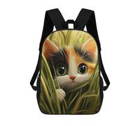 sinyumoney Sac À Dos Imprimé En 3D Calico Kitten in Grass Sacs D'école Pour Enfants, Sacs À Livres, Sac À Dos De Voyage Léger, Sac D'école Pour Garçons Et Filles, Élèves Du Collège 17inch