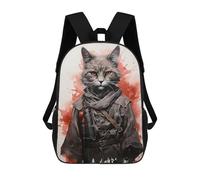sinyumoney Sac À Dos Imprimé En 3D Cat Painting in Uniform Sacs D'école Pour Enfants, Sacs À Livres, Sac À Dos De Voyage Léger, Sac D'école Pour Garçons Et Filles, Élèves Du Collège 17inch