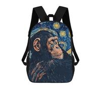 sinyumoney Sac À Dos Imprimé En 3D Chimpanzee in Starry Night Style Sacs D'école Pour Enfants, Sacs À Dos Grande Capacité Pour Les Voyages, Sacs À Livres Tendance, Sac À Dos Garçon Fille 17inch