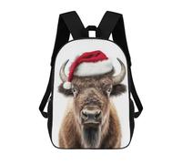 sinyumoney Sac À Dos Imprimé En 3D Christmas Bison with Santa Hat Sacs D'école Pour Enfants, Sacs À Dos Grande Capacité Pour Les Voyages, Sacs À Livres Tendance, Sac À Dos Garçon Fille 17inch