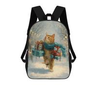 sinyumoney Sac À Dos Imprimé En 3D Christmas Cat Gifts Snowscape-3 Sacs D'école Pour Enfants, Sacs À Livres, Sac À Dos De Voyage Léger, Sac D'école Pour Garçons Et Filles, Élèves Du Collège 17inch