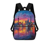 sinyumoney Sac À Dos Imprimé En 3D Cityscape Reflections at Sunset Sacs D'école Pour Enfants, Sacs À Dos Grande Capacité Pour Les Voyages, Sacs À Livres Tendance, Sac À Dos Garçon Fille 17inch