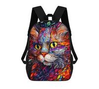 sinyumoney Sac À Dos Imprimé En 3D Colorful Abstract Cat Art-16 Sacs D'école Pour Enfants, Sacs À Livres, Sac À Dos De Voyage Léger, Sac D'école Pour Garçons Et Filles, Élèves Du Collège 17inch