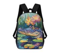 sinyumoney Sac À Dos Imprimé En 3D Colorful Alligator Pond Scene Sacs D'école Pour Enfants, Sacs À Livres, Sac À Dos De Voyage Léger, Sac D'école Pour Garçons Et Filles, Élèves Du Collège 17inch
