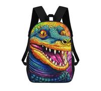 sinyumoney Sac À Dos Imprimé En 3D Colorful Crocodile Artwork Sacs D'école Pour Enfants, Sacs À Livres, Sac À Dos De Voyage Léger, Sac D'école Pour Garçons Et Filles, Élèves Du Collège 17inch