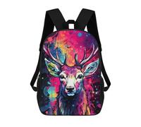 sinyumoney Sac À Dos Imprimé En 3D Colorful Deer Artwork Sacs D'école Pour Enfants, Sacs À Livres, Sac À Dos De Voyage Léger, Sac D'école Pour Garçons Et Filles, Élèves Du Collège 17inch