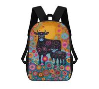 sinyumoney Sac À Dos Imprimé En 3D Colorful Floral Cow Illustration Sacs D'école Pour Enfants, Sacs À Dos Grande Capacité Pour Les Voyages, Sacs À Livres Tendance, Sac À Dos Garçon Fille 17inch
