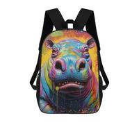 sinyumoney Sac À Dos Imprimé En 3D Colorful Hippo Painting-1 Sacs D'école Pour Enfants, Sacs À Dos Grande Capacité Pour Les Voyages, Sacs À Livres Tendance, Sac À Dos Garçon Fille 17inch