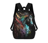 sinyumoney Sac À Dos Imprimé En 3D Colorful Horse Splash Art Sacs D'école Pour Enfants, Sacs À Dos Grande Capacité Pour Les Voyages, Sacs À Livres Tendance, Sac À Dos Garçon Fille 17inch