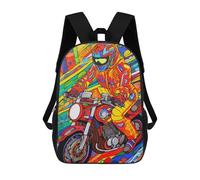 sinyumoney Sac À Dos Imprimé En 3D Colorful Motorcycle Rider Artwork Sacs D'école Pour Enfants, Sacs À Livres, Sac À Dos De Voyage Léger, Sac D'école Pour Garçons Et Filles, Élèves Du Collège 17inch