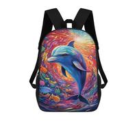 sinyumoney Sac À Dos Imprimé En 3D Colorful Ocean Scene with Dolphin Sacs D'école Pour Enfants, Sacs À Dos Grande Capacité Pour Les Voyages, Sacs À Livres Tendance, Sac À Dos Garçon Fille 17inch