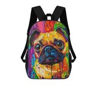 sinyumoney Sac À Dos Imprimé En 3D Colorful Pug Painting Artwork Sacs D'école Pour Enfants, Sacs À Dos Grande Capacité Pour Les Voyages, Sacs À Livres Tendance, Sac À Dos Garçon Fille 17inch