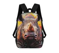 sinyumoney Sac À Dos Imprimé En 3D Colorful Rhino Portrait -1 Sacs D'école Pour Enfants, Sacs À Livres, Sac À Dos De Voyage Léger, Sac D'école Pour Garçons Et Filles, Élèves Du Collège 17inch