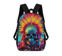 sinyumoney Sac À Dos Imprimé En 3D Colorful Skull with Feathers Sacs D'école Pour Enfants, Sacs À Dos Grande Capacité Pour Les Voyages, Sacs À Livres Tendance, Sac À Dos Garçon Fille 17inch