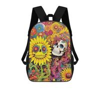 sinyumoney Sac À Dos Imprimé En 3D Colorful Skulls And Sunflowers Sacs D'école Pour Enfants, Sacs À Dos Grande Capacité Pour Les Voyages, Sacs À Livres Tendance, Sac À Dos Garçon Fille 17inch
