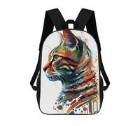 sinyumoney Sac À Dos Imprimé En 3D Colorful Tabby Cat Art Sacs D'école Pour Enfants, Sacs À Dos Grande Capacité Pour Les Voyages, Sacs À Livres Tendance, Sac À Dos Garçon Fille 17inch