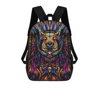 sinyumoney Sac À Dos Imprimé En 3D Colorful Tiger Portrait Artwork-3 Sacs D'école Pour Enfants, Sacs À Livres, Sac À Dos De Voyage Léger, Sac D'école Pour Garçons Et Filles, Élèves Du Collège 17inch