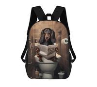 sinyumoney Sac À Dos Imprimé En 3D Dog Reading Newspaper on Toilet-1 Sacs D'école Pour Enfants, Sacs À Livres, Sac À Dos De Voyage Léger, Sac D'école Pour Garçons Et Filles, Élèves Du Collège 17inch