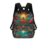 sinyumoney Sac À Dos Imprimé En 3D Enchanted Garden with Pyramid Sacs D'école Pour Enfants, Sacs À Livres, Sac À Dos De Voyage Léger, Sac D'école Pour Garçons Et Filles, Élèves Du Collège 17inch