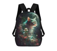 sinyumoney Sac À Dos Imprimé En 3D Enchanted Moonlit Cat Sacs D'école Pour Enfants, Sacs À Dos Grande Capacité Pour Les Voyages, Sacs À Livres Tendance, Sac À Dos Garçon Fille 17inch