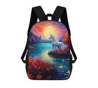 sinyumoney Sac À Dos Imprimé En 3D Enchanted Unicorn Lake Sacs D'école Pour Enfants, Sacs À Dos Grande Capacité Pour Les Voyages, Sacs À Livres Tendance, Sac À Dos Garçon Fille 17inch