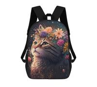 sinyumoney Sac À Dos Imprimé En 3D Floral Fantasy Cat Art Sacs D'école Pour Enfants, Sacs À Livres, Sac À Dos De Voyage Léger, Sac D'école Pour Garçons Et Filles, Élèves Du Collège 17inch