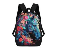 sinyumoney Sac À Dos Imprimé En 3D Floral Horse Portrait Sacs D'école Pour Enfants, Sacs À Dos Grande Capacité Pour Les Voyages, Sacs À Livres Tendance, Sac À Dos Garçon Fille 17inch