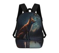 sinyumoney Sac À Dos Imprimé En 3D Fox Night Animal Sacs D'école Pour Enfants, Sacs À Livres, Sac À Dos De Voyage Léger, Sac D'école Pour Garçons Et Filles, Élèves Du Collège 17inch