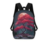 sinyumoney Sac À Dos Imprimé En 3D Full Moon Red Maple Tree Sacs D'école Pour Enfants, Sacs À Livres, Sac À Dos De Voyage Léger, Sac D'école Pour Garçons Et Filles, Élèves Du Collège 17inch