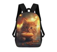 sinyumoney Sac À Dos Imprimé En 3D Funny Cat Eating Hot Dog Sacs D'école Pour Enfants, Sacs À Dos Grande Capacité Pour Les Voyages, Sacs À Livres Tendance, Sac À Dos Garçon Fille 17inch