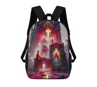 sinyumoney Sac À Dos Imprimé En 3D Gothic Cathedral with Red Lighting Sacs D'école Pour Enfants, Sacs À Livres, Sac À Dos De Voyage Léger, Sac D'école Pour Garçons Et Filles, Élèves Du Collège 17inch