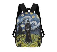 sinyumoney Sac À Dos Imprimé En 3D Grim Cats on Starry Night Sacs D'école Pour Enfants, Sacs À Livres, Sac À Dos De Voyage Léger, Sac D'école Pour Garçons Et Filles, Élèves Du Collège 17inch