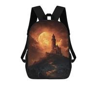 sinyumoney Sac À Dos Imprimé En 3D Halloween Castle with Full Moon Sacs D'école Pour Enfants, Sacs À Livres, Sac À Dos De Voyage Léger, Sac D'école Pour Garçons Et Filles, Élèves Du Collège 17inch