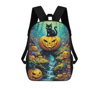 sinyumoney Sac À Dos Imprimé En 3D Halloween Forest with Black Cat Sacs D'école Pour Enfants, Sacs À Livres, Sac À Dos De Voyage Léger, Sac D'école Pour Garçons Et Filles, Élèves Du Collège 17inch