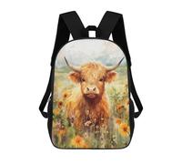 sinyumoney Sac À Dos Imprimé En 3D Highland Cow in Flower Field-3 Sacs D'école Pour Enfants, Sacs À Livres, Sac À Dos De Voyage Léger, Sac D'école Pour Garçons Et Filles, Élèves Du Collège 17inch