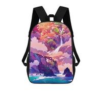 sinyumoney Sac À Dos Imprimé En 3D Island with Waterfall And Bridge Sacs D'école Pour Enfants, Sacs À Dos Grande Capacité Pour Les Voyages, Sacs À Livres Tendance, Sac À Dos Garçon Fille 17inch