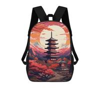 sinyumoney Sac À Dos Imprimé En 3D Japanese Pagoda Sunset Landscape-4 Sacs D'école Pour Enfants, Sacs À Livres, Sac À Dos De Voyage Léger, Sac D'école Pour Garçons Et Filles, Élèves Du Collège 17inch