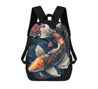 sinyumoney Sac À Dos Imprimé En 3D Koi Fish with Flowers Artwork Sacs D'école Pour Enfants, Sacs À Dos Grande Capacité Pour Les Voyages, Sacs À Livres Tendance, Sac À Dos Garçon Fille 17inch