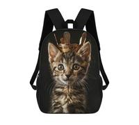 sinyumoney Sac À Dos Imprimé En 3D Little Cat King Sacs D'école Pour Enfants, Sacs À Dos Grande Capacité Pour Les Voyages, Sacs À Livres Tendance, Sac À Dos Garçon Fille 17inch