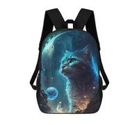 sinyumoney Sac À Dos Imprimé En 3D Magical Celestial Cat Portal Sacs D'école Pour Enfants, Sacs À Livres, Sac À Dos De Voyage Léger, Sac D'école Pour Garçons Et Filles, Élèves Du Collège 17inch