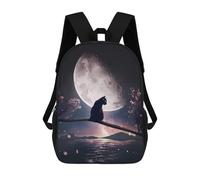 sinyumoney Sac À Dos Imprimé En 3D Moonlit Cat Serenity Sacs D'école Pour Enfants, Sacs À Dos Grande Capacité Pour Les Voyages, Sacs À Livres Tendance, Sac À Dos Garçon Fille 17inch