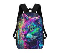 sinyumoney Sac À Dos Imprimé En 3D Neon Cat Portrait -5 Sacs D'école Pour Enfants, Sacs À Livres, Sac À Dos De Voyage Léger, Sac D'école Pour Garçons Et Filles, Élèves Du Collège 17inch