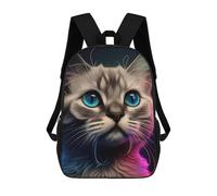 sinyumoney Sac À Dos Imprimé En 3D Neon Cat Portrait -8 Sacs D'école Pour Enfants, Sacs À Livres, Sac À Dos De Voyage Léger, Sac D'école Pour Garçons Et Filles, Élèves Du Collège 17inch