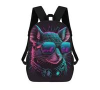 sinyumoney Sac À Dos Imprimé En 3D Neon Cat with Headphones Sacs D'école Pour Enfants, Sacs À Livres, Sac À Dos De Voyage Léger, Sac D'école Pour Garçons Et Filles, Élèves Du Collège 17inch