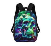 sinyumoney Sac À Dos Imprimé En 3D Neon Skull with Clouds Sacs D'école Pour Enfants, Sacs À Livres, Sac À Dos De Voyage Léger, Sac D'école Pour Garçons Et Filles, Élèves Du Collège 17inch