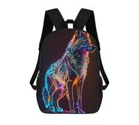 sinyumoney Sac À Dos Imprimé En 3D Neon Wolf Artwork Sacs D'école Pour Enfants, Sacs À Livres, Sac À Dos De Voyage Léger, Sac D'école Pour Garçons Et Filles, Élèves Du Collège 17inch